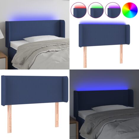 Testiera a LED Blu 83x16x78/88 cm in Tessuto - Testiera da letto - Luci LED per letto