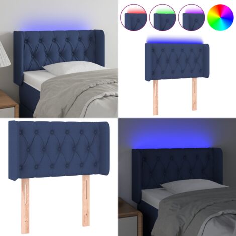 Testiera a LED Blu 83x16x78/88 cm in Tessuto - Testiera da letto - Luci LED per letto