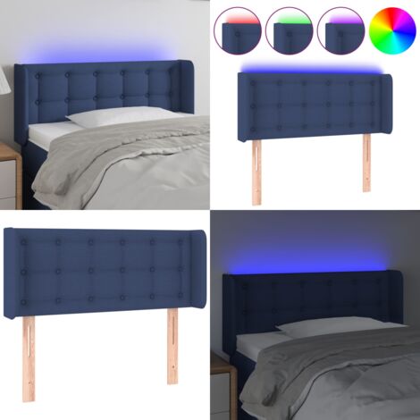 Testiera a LED Blu 83x16x78/88 cm in Tessuto - Testiera da letto - Luci LED per letto