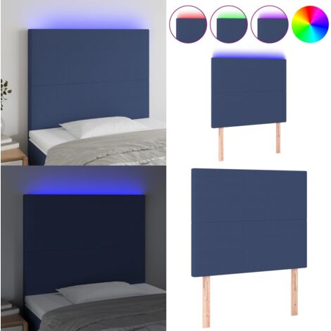 Testiera a LED Blu 90x5x118/128 cm in Tessuto - Testiera per letto - Luci LED per camera da letto