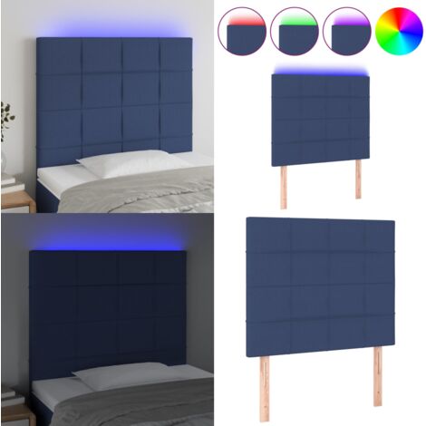 Testiera a LED Blu 90x5x118/128 cm in Tessuto - Testiera per letto - Luci LED per camera da letto