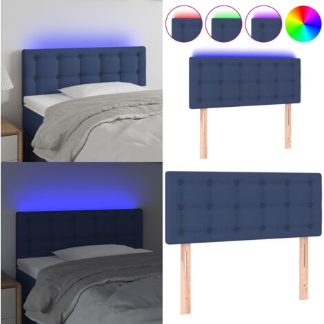 Testiera a LED Blu 90x5x78/88 cm in Tessuto - Testiera per letto - Luci LED per letto