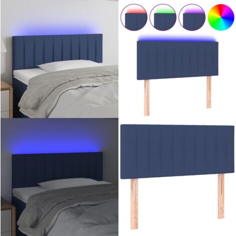 Testiera a LED Blu 90x5x78/88 cm in Tessuto - Testiera per letto - Luci LED per letto