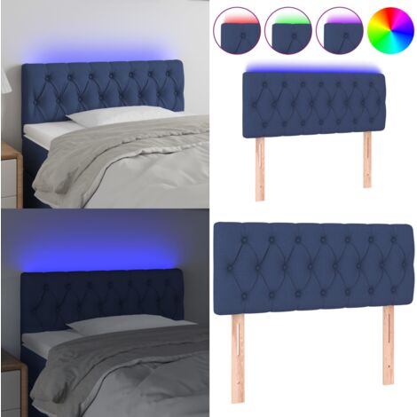 Testiera a LED Blu 90x7x78/88 cm in Tessuto - Testiera per letto - Luci LED per letto