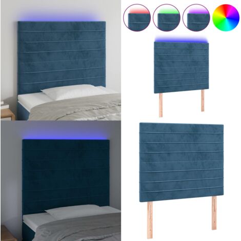 Testiera a LED Blu Scuro 100x5x118/128 cm in Velluto - Luci LED - Testiera per letto