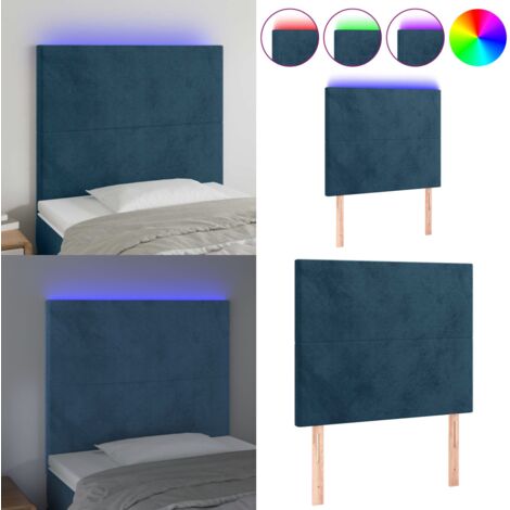 Testiera a LED Blu Scuro 100x5x118/128 cm in Velluto - Luci LED - Testiera per letto