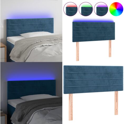 Testiera a LED Blu Scuro 100x5x78/88 cm in Velluto - Testiera in velluto - Luci LED per letto