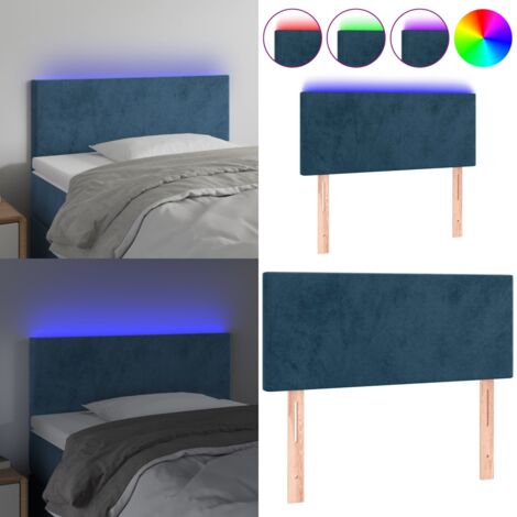 Testiera a LED Blu Scuro 100x5x78/88 cm in Velluto - Testiera in velluto - Luci LED per letto