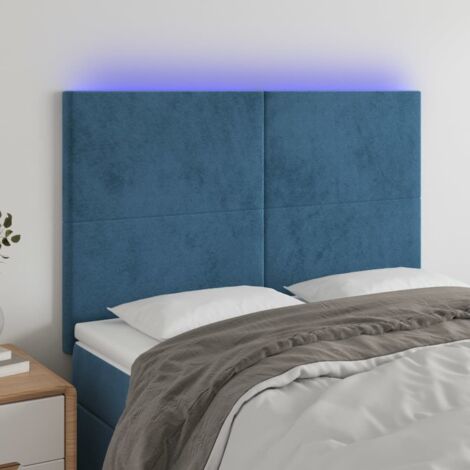 Testiera a LED Blu Scuro 144x5x118/128 cm in Velluto vidaXL