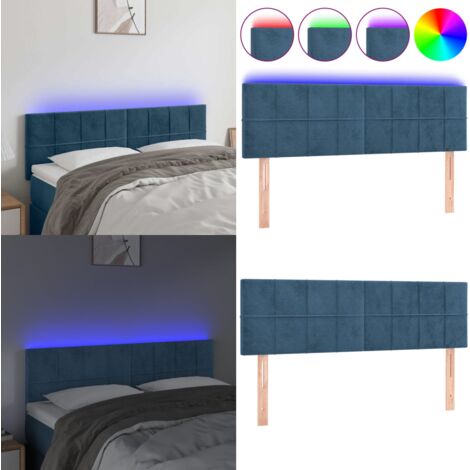 Testiera a LED Blu Scuro 144x5x78/88 cm in Velluto - Testiera in velluto - Luci LED per letto
