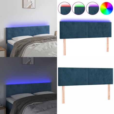 Testiera a LED Blu Scuro 144x5x78/88 cm in Velluto - Testiera in velluto - Luci LED per letto