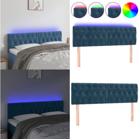 Testiera a LED Blu Scuro 144x7x78/88 cm in Velluto - Testiera in velluto - Luci LED per letto
