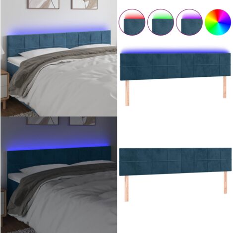 Testiera a LED Blu scuro 160x5x78/88 cm in Tessuto - Testiera per letto - Luci LED per letto