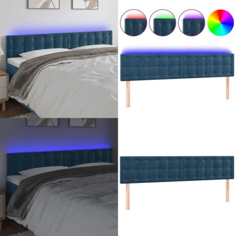 Testiera a LED Blu scuro 160x5x78/88 cm in Tessuto - Testiera per letto - Luci LED per letto
