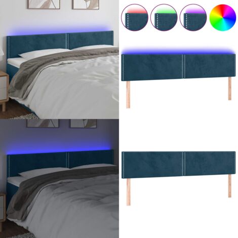 Testiera a LED Blu scuro 160x5x78/88 cm in Tessuto - Testiera per letto - Luci LED per letto