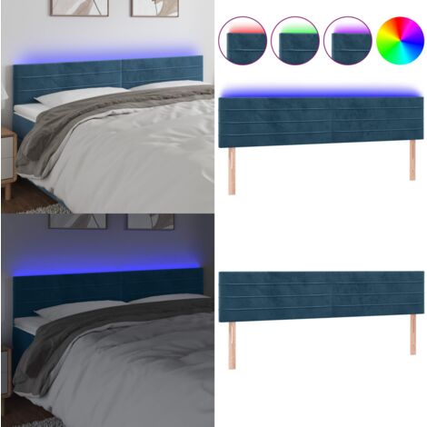 Testiera a LED Blu scuro 160x5x78/88 cm in Tessuto - Testiera per letto - Luci LED per letto