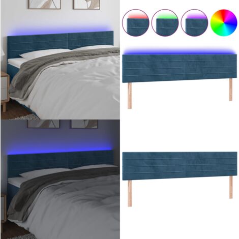 Testiera a LED Blu Scuro 180x5x78/88 cm in Velluto - Testiera in velluto - Luci LED per letto