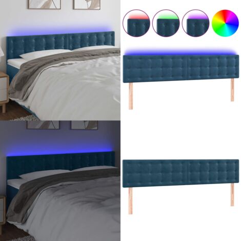 Testiera a LED Blu Scuro 200x5x78/88 cm in Velluto - Testiera in velluto - Luci LED per letto