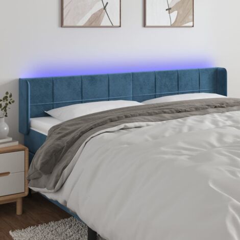 Testiera a LED Blu Scuro 203x16x78/88 cm in Velluto vidaXL