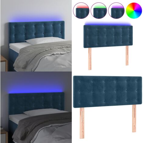 Testiera a LED Blu Scuro 80x5x78/88 cm in Velluto - Testiera in velluto - Luci LED per letto