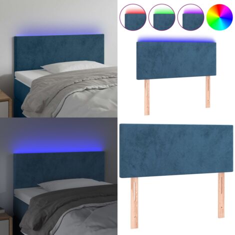 Testiera a LED Blu Scuro 80x5x78/88 cm in Velluto - Testiera in velluto - Luci LED per letto