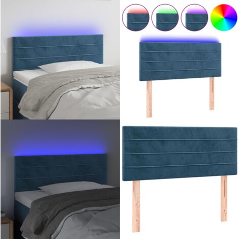 Testiera a LED Blu Scuro 80x5x78/88 cm in Velluto - Testiera in velluto - Luci LED per letto