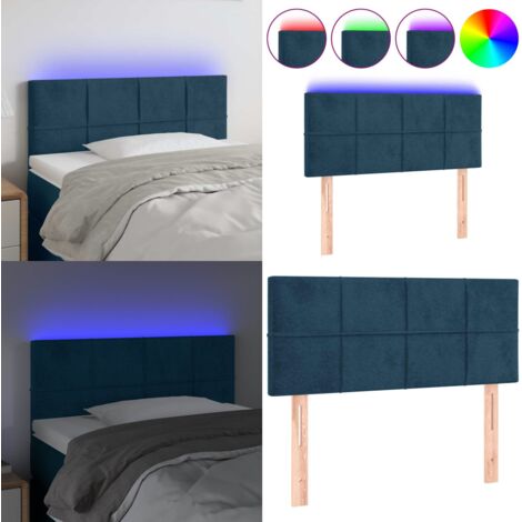 Testiera a LED Blu Scuro 80x5x78/88 cm in Velluto - Testiera in velluto - Luci LED per letto