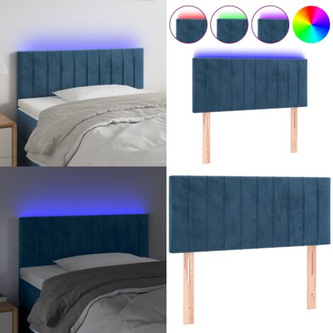 Testiera a LED Blu Scuro 80x5x78/88 cm in Velluto - Testiera in velluto - Luci LED per letto