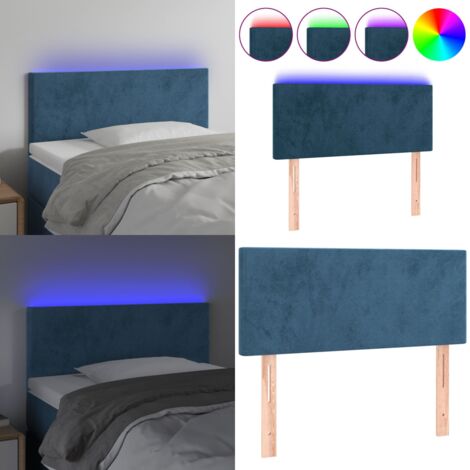 Testiera a LED Blu scuro 90x5x78/88 cm in Tessuto - Testiera per letto - Luci LED