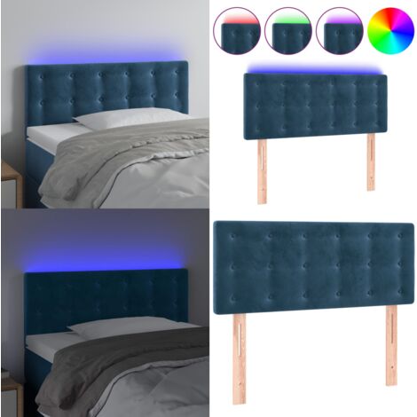 Testiera a LED Blu scuro 90x5x78/88 cm in Tessuto - Testiera per letto - Luci LED per camera da letto