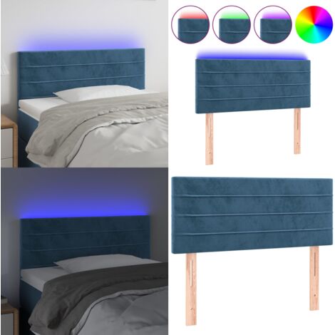 Testiera a LED Blu scuro 90x5x78/88 cm in Tessuto - Testiera per letto - Luci LED per camera da letto