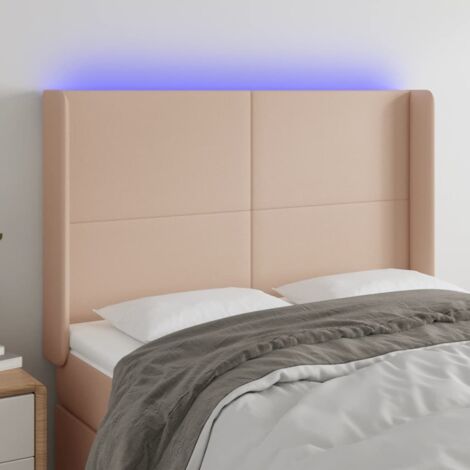 Testiera a LED Cappuccino 147x16x118/128 cm in Similpelle vidaXL