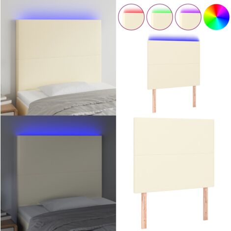Testiera a LED Crema 100x5x118/128 cm in Similpelle - Testiera per letto - Luci LED
