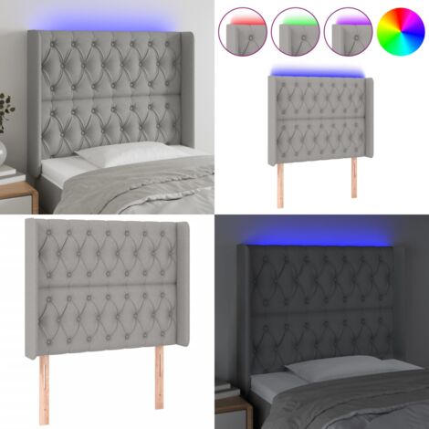 Testiera a LED Grigio Chiaro 93x16x118/128 cm in Tessuto - Luci LED - Testiera letto