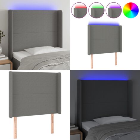 Testiera a LED Grigio Scuro 83x16x118/128 cm in Tessuto - Luci LED - Testiera letto