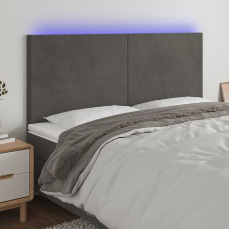 Testiera a LED GrigioScuro 160x5x118/128cm in Velluto vidaXL