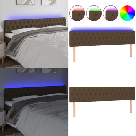 Testiera a LED Marrone Scuro 180x7x78/88 cm in Tessuto - Testiera per letto - Luci LED per letto