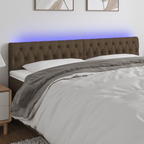 Testiera a LED Marrone Scuro 180x7x78/88 cm in Tessuto vidaXL
