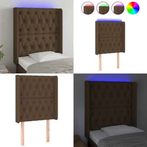 Testiera a LED Marrone Scuro 83x16x118/128 cm in Tessuto - Testiera letto - Luci LED