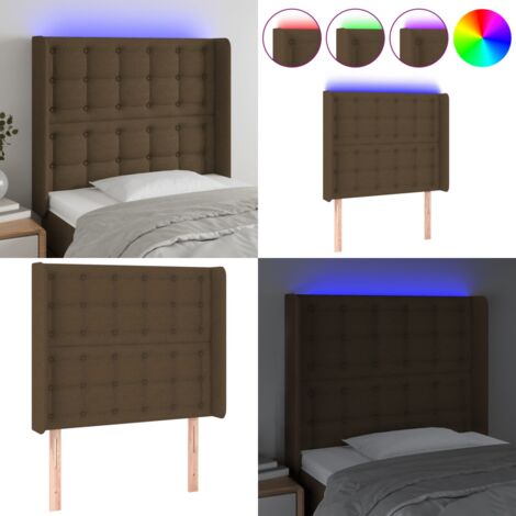 Testiera a LED Marrone Scuro 93x16x118/128 cm in Tessuto - Testiera con luci LED - Testiera regolabile