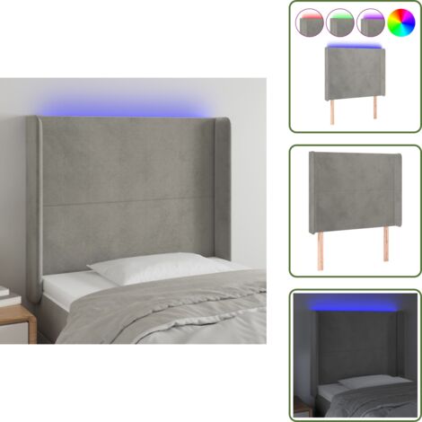 Testiera a LED Moderna  Testiera per Letto  Grigio Chiaro 103x16x118/128 cm in Velluto ITD86513