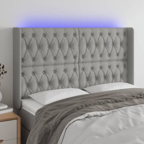 Testiera a LED Moderna  Testiera per Letto  Grigio Chiaro 147x16x118/128 cm in Tessuto ITD61121