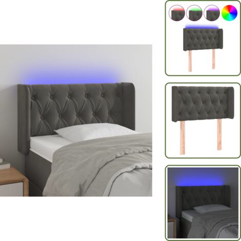 Testiera a LED Moderna  Testiera per Letto  Grigio Scuro 83x16x78/88 cm in Velluto ITD71984