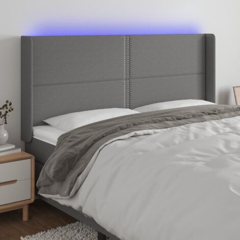 Testiera a LED Moderna  Testiera per Letto  GrigioScuro 203x16x118/128cm in Tessuto ITD27098