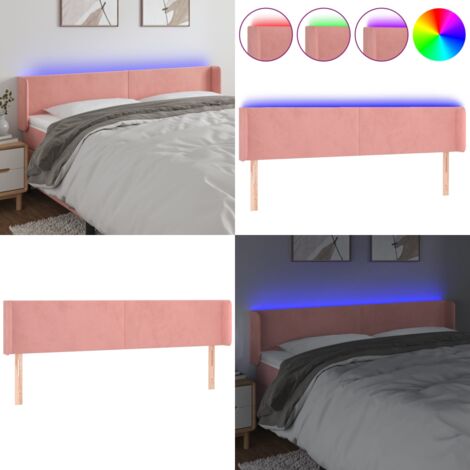 Testiera a LED Rosa 183x16x78/88 cm in Velluto - Velluto Rosa - Luci LED