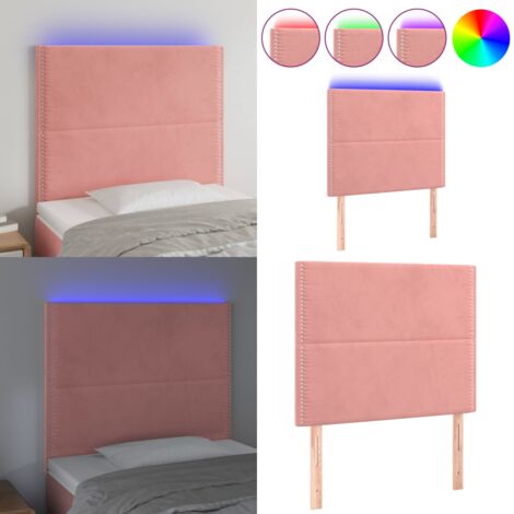 Testiera a LED Rosa 80x5x118/128 cm in Velluto - Velluto Rosa - Luci LED
