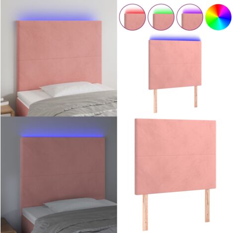 Testiera a LED Rosa 80x5x118/128 cm in Velluto - Velluto Rosa - Luci LED