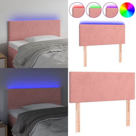 Testiera a LED Rosa 90x5x78/88 cm in Tessuto - Luci LED rosa - Testiera per letto