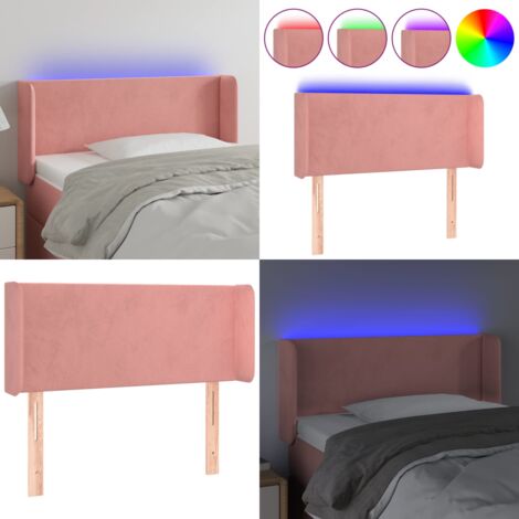 Testiera a LED Rosa 93x16x78/88 cm in Velluto - Velluto Rosa - Luci LED