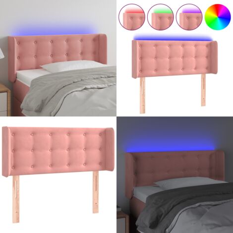 Testiera a LED Rosa 93x16x78/88 cm in Velluto - Velluto Rosa - Luci LED